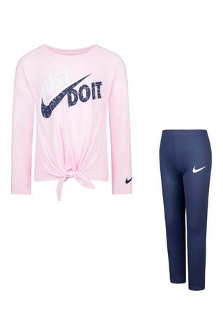 T-shirt et legging - Nike - Blanc, bleu et rose