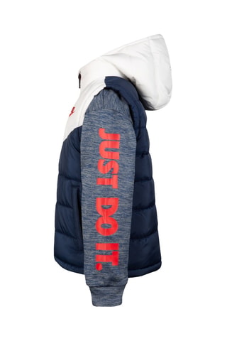 Veste bi-matière - Blanc, bleu et gris