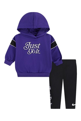 Sudadera con capucha y leggings - Blanco, negro y violeta