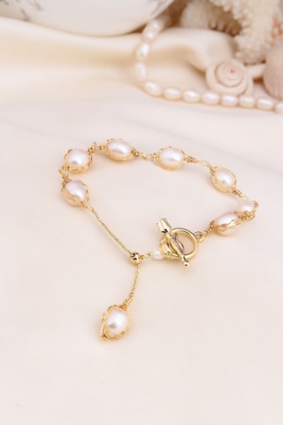 Bracelet - Plaqué or jaune et perles de culture