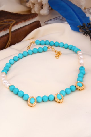 Collier - Turquoises et perles de culture