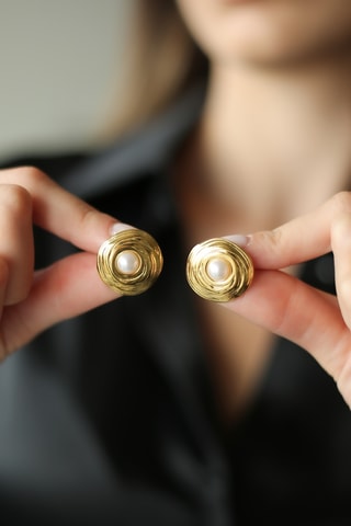 Puces - Plaqué or jaune et perles de culture