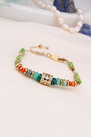 Bracelet - Plaqué or jaune et jaspes