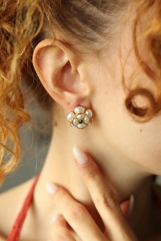 Puces - Plaqué or jaune, perles de culture et zircons