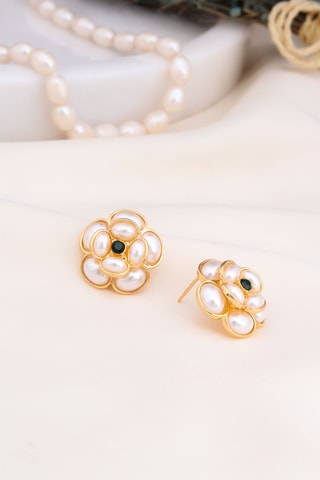 Puces - Plaqué or jaune, perles de culture et zircons