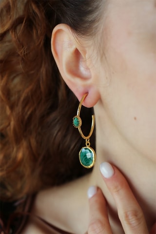 Créoles - Plaqué or jaune et malachites
