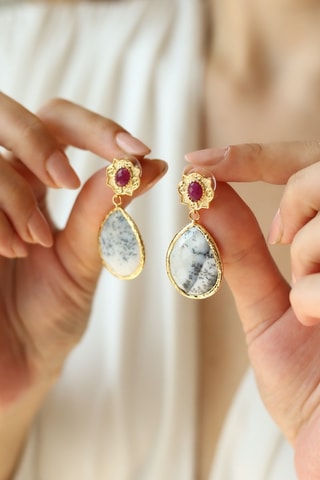 Boucles d’oreilles - Opales et agates