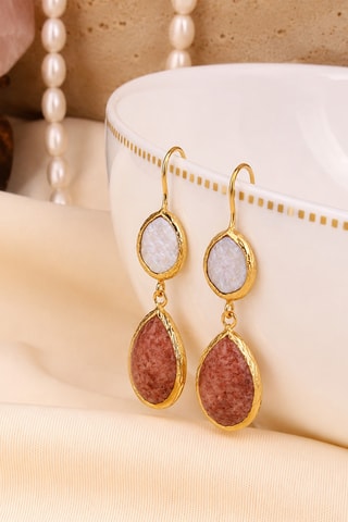 Boucles d'oreilles - Quartz et perles de culture