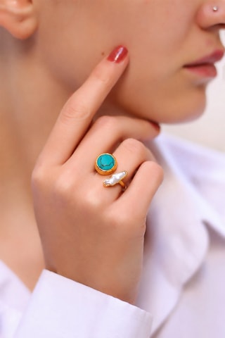 Bague - Turquoise et perle de culture