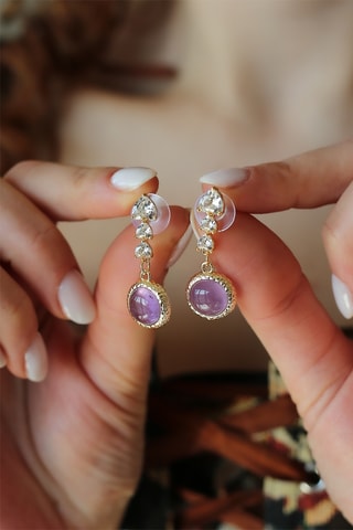 Boucles d'oreilles - Améthyste et zircon
