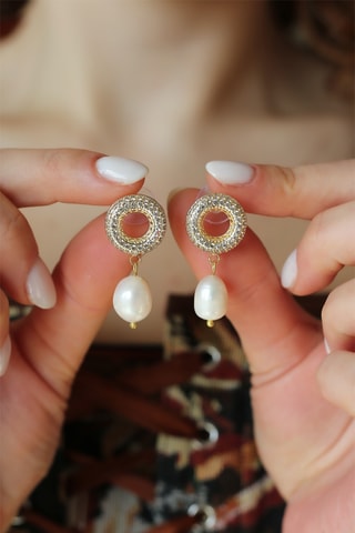 Boucles d'oreilles - Zircon et perles de culture