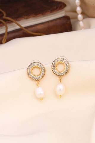 Boucles d'oreilles - Zircon et perles de culture