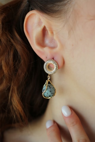 Boucles d'oreilles - Zircon et turquoise