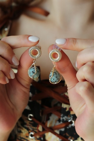 Boucles d'oreilles - Zircon et turquoise