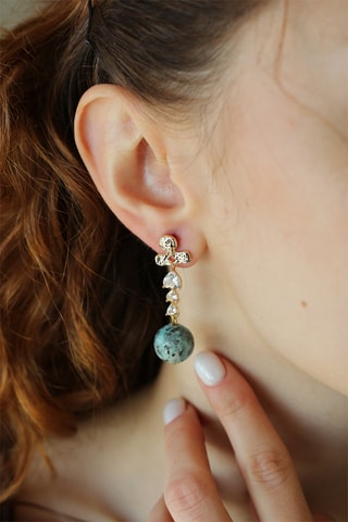 Boucles d'oreilles - Zircon et turquoise