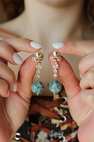 Boucles d'oreilles - Zircon et turquoise