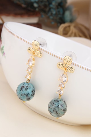 Boucles d'oreilles - Zircon et turquoise