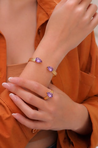 Parure - Plaqué or jaune et zircons