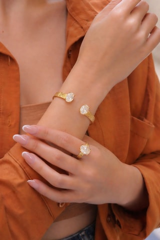 Parure - Plaqué or jaune et zircons