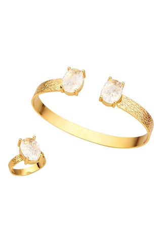 Parure - Plaqué or jaune et zircons