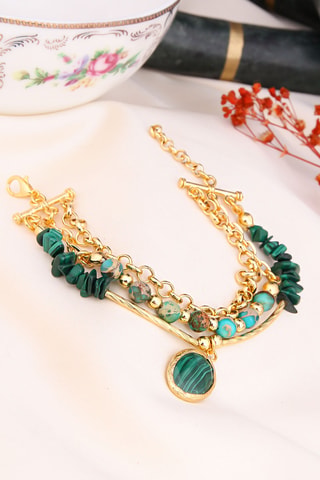 Bracelet multi rangs - Malachites et variscites