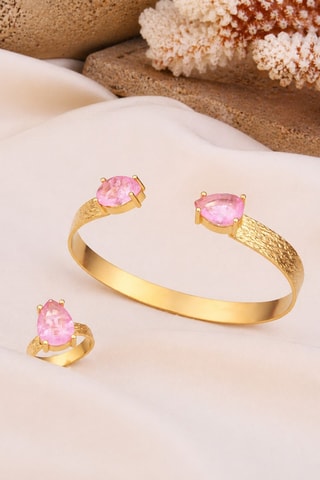 Parure - Plaqué or jaune et zircon
