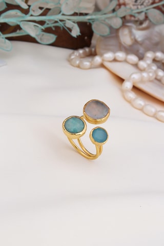 Bague - Pierres de lune et amazonite