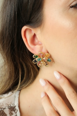 Boucles d’oreilles - Plaqué or jaune et zircons