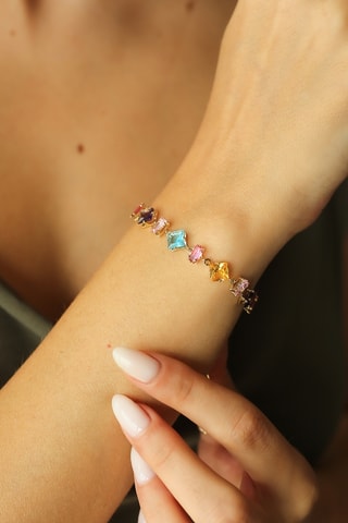 Bracelet - Plaqué or jaune et zircons