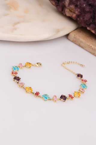 Bracelet - Plaqué or jaune et zircons
