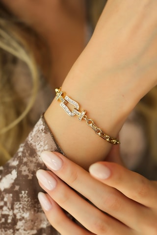 Bracelet - Plaqué or jaune et zircons