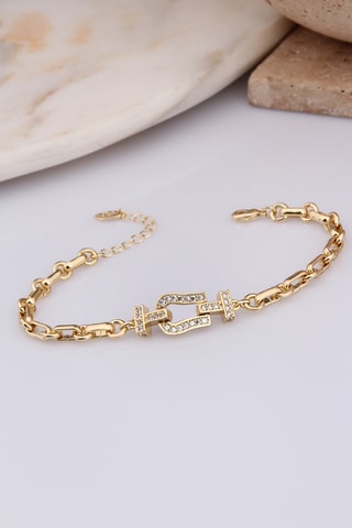 Bracelet - Plaqué or jaune et zircons