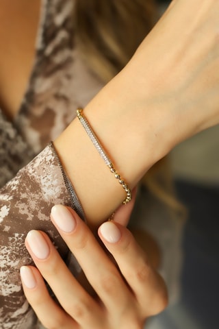 Bracelet - Plaqué or jaune et zircons