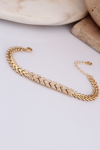 Bracelet - Plaqué or jaune et zircons 