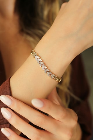Bracelet - Plaqué or jaune et zircons 