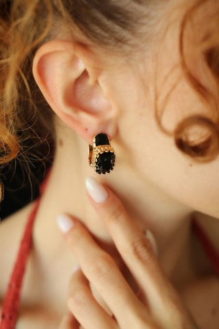 Puces - Plaqué or jaune et onyx