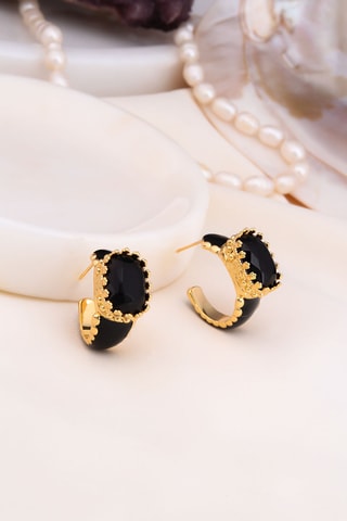 Puces - Plaqué or jaune et onyx