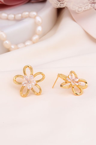 Puces - Plaqué or jaune et zircons