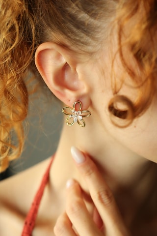 Puces - Plaqué or jaune et zircons
