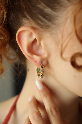 Boucles d’oreilles - Plaqué or jaune et zircons