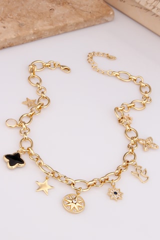 Collier - Plaqué or jaune et zircons
