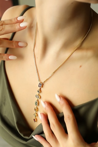 Collier - Plaqué or jaune et zircons