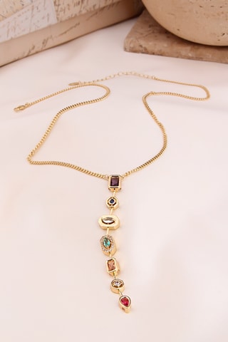 Collier - Plaqué or jaune et zircons