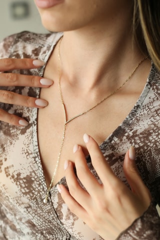 Collier - Plaqué or jaune et zircons 