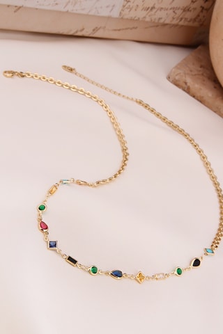 Collier - Plaqué or jaune et zircons