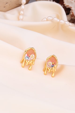 Boucles d’oreilles - Doré et saumon