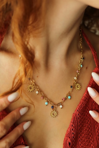 Collier - Plaqué or jaune et zircons