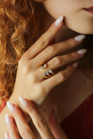 Bague - Plaqué or jaune et zircons