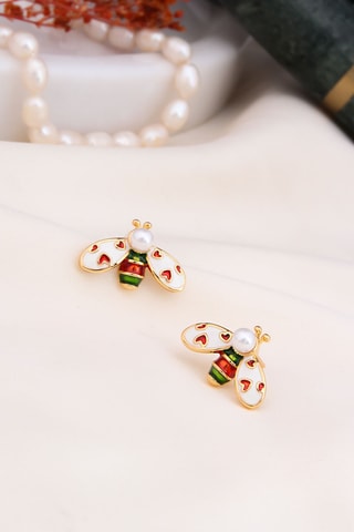 Puces - Plaqué or jaune, perles de culture et zircons