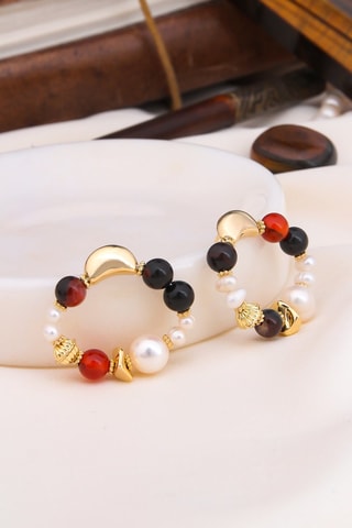 Boucles d'oreilles - Perles de culture et agates